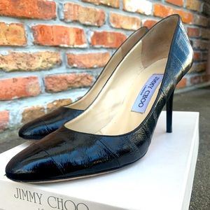 AUTH Jimmy Choo Gilbert Eel Almond Toe Pump black